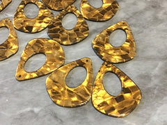 Gold Mosaic Tortoise Shell Acrylic Blanks Cutout, teardrop blanks, earring pendant jewelry making, 42mm jewelry blanks, 1 Hole blanks