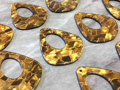 Gold Mosaic Tortoise Shell Acrylic Blanks Cutout, teardrop blanks, earring pendant jewelry making, 42mm jewelry blanks, 1 Hole blanks