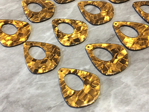 Gold Mosaic Tortoise Shell Acrylic Blanks Cutout, teardrop blanks, earring pendant jewelry making, 42mm jewelry blanks, 1 Hole blanks