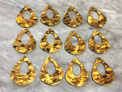 Gold Mosaic Tortoise Shell Acrylic Blanks Cutout, teardrop blanks, earring pendant jewelry making, 42mm jewelry blanks, 1 Hole blanks