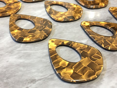 Gold Mosaic Tortoise Shell Acrylic Blanks Cutout, teardrop blanks, earring pendant jewelry making, 42mm jewelry blanks, 1 Hole blanks