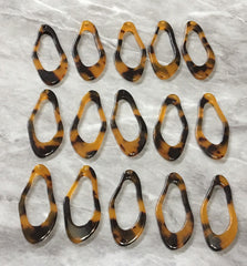 Brown Tortoise Shell Acrylic Blanks Cutout, earring bead jewelry making, 42mm oval jewelry, 1 Hole pendant drop earrings speckled