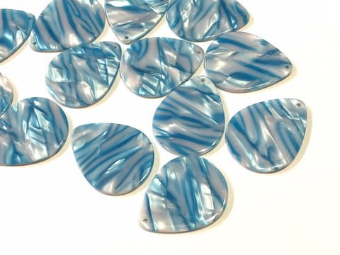 Blue Beach Tortoise Shell Acrylic Blanks Cutout, teardrop earring pendant jewelry making, 40mm 1 Hole earring blanks, geode agate white