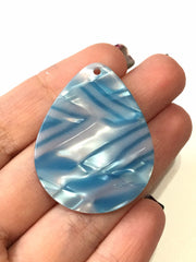 Blue Beach Tortoise Shell Acrylic Blanks Cutout, teardrop earring pendant jewelry making, 40mm 1 Hole earring blanks, geode agate white