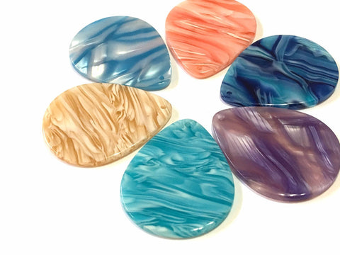 Beachy Waves Tortoise Shell Acrylic Blanks Cutout, teardrop earring pendant jewelry making, 40mm 1 Hole earring blanks, geode agate