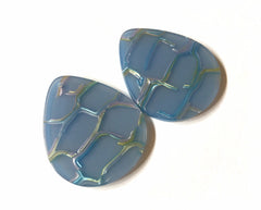 Blue & Silver crackle Tortoise Shell Acrylic Blanks Cutout, Circle blanks, earring bead jewelry making, 36mm teardrop jewelry 1 Hole