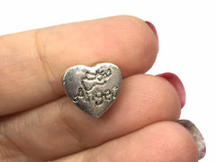 WHOLESALE Silver & pink angel Charm Beads, 11x11mm rhinestone crystal charms, large hole heart charm, glass rhinestone connector charm