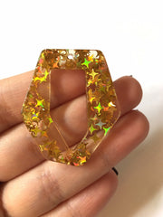 Gold Holograph Starburst foil Acrylic Blanks Cutout, earring pendant jewelry making, 42mm 1 Hole earring blanks, gold jewelry diy