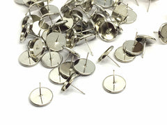 12mm Druzy Cabochon Settings, Silver jewelry making kit, earring set, diy jewelry, druzy studs, 12mm Druzy, stud earrings backings plates