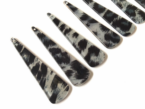 Black Animal Print acrylic laser cut Beads, geometric shape acrylic 62mm Long Earring or Necklace pendant bead 1 one hole at top