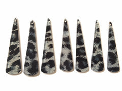 Black Animal Print acrylic laser cut Beads, geometric shape acrylic 62mm Long Earring or Necklace pendant bead 1 one hole at top