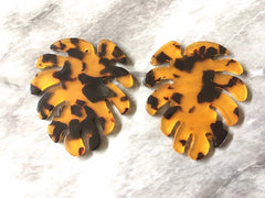 Large Tortoise Shell Palm Leaf Monstera Acrylic Earring Blanks, acrylic blanks, palm tree leaves jewelry, resin earrings, lucite plastic