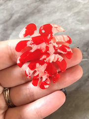 Red Large Tortoise Shell Palm Leaf Monstera Acrylic Earring Blanks, acrylic blanks, palm tree leaves jewelry, resin earrings, lucite plastic