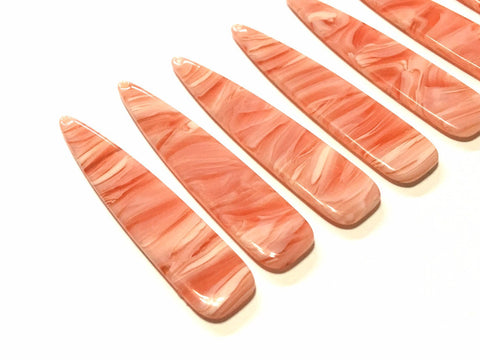 Coral Waves Tortoise Shell Beads, long skinny acrylic 56mm drop Earring or Necklace pendant bead one hole at top, coral jewelry