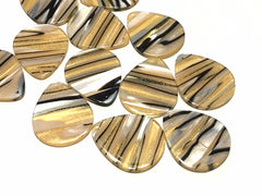 Yellow & Silver striped Tortoise Shell Acrylic Blanks Cutout blanks, earring bead jewelry making, 36mm teardrop jewelry 1 Hole gray black