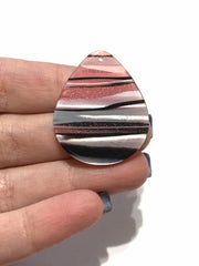 Coral & Silver striped Tortoise Shell Acrylic Blanks Cutout blanks, earring bead jewelry making, 36mm teardrop jewelry 1 Hole gray black