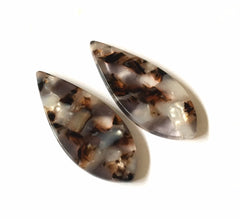 Hot Cocoa Teardrop Tortoise Shell Acrylic Blanks Cutout, oval blanks, earring pendant jewelry making, brown cream 38mm 1 Hole earring