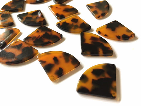 Brown Black Tortoise Shell Acrylic Fan Blanks Cutout, earring bead jewelry making, 30mm jewelry, 1 Hole tortoise blanks color quarter circle