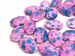 Blush & Blue 28mm nugget Beads, pink blue acrylic painted beads, bangle beads, statement necklace beads, colorful beads gender reveal