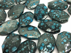 Gray & Blue 28mm nugget Beads, gray blue acrylic painted beads, bangle beads, statement necklace beads, colorful beads gray black
