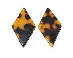 Brown Tortoise Diamond Shell Acrylic Blanks Cutout, earring pendant jewelry making, brown champagne 40mm 1 Hole earring black