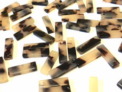 Blonde Tortoise Shell Resin Thin 1 Hole 18mm beads, lucite rectangle pendant, earrings necklace jewelry making, skinny acrylic sticks