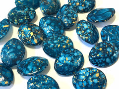 Blue & Gold Beads, Dark Blue turquoise teal beads, 27mm Beads, big acrylic beads, bracelet necklace earrings, jewelry making, acrylic bangle
