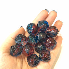 Red & blue ombre 20mm beads, large acrylic ball beads, blue jewery, blue bangle, wire bangle, jewelry making bubblegum beads