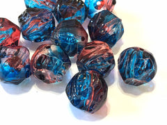 Red & blue ombre 20mm beads, large acrylic ball beads, blue jewery, blue bangle, wire bangle, jewelry making bubblegum beads