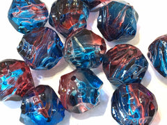 Red & blue ombre 20mm beads, large acrylic ball beads, blue jewery, blue bangle, wire bangle, jewelry making bubblegum beads