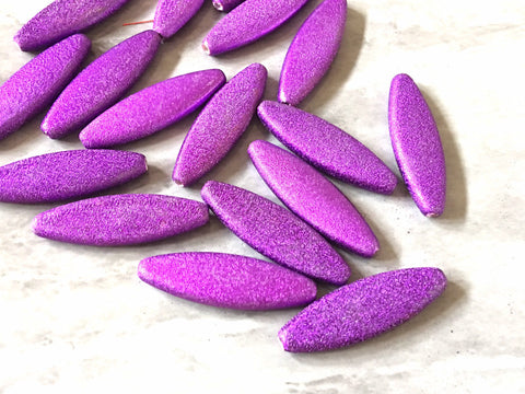 Purple Beads, 40mm wallpaper beads, texture beads, acrylic beads, craft supplies, wire bangle jewelry making, skinny long beads