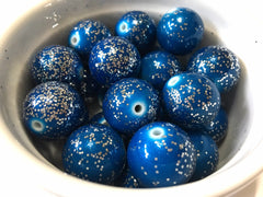 Dark Blue Glitter Sparkle beads, 20mm ball beads, blue bubblegum beads, chunky ball girls statement necklace, navy royal blue