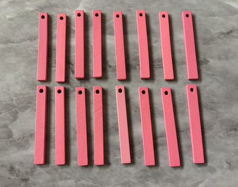 Light Pink Wood Thin 1 Hole 40mm beads, lucite rectangle pendant, earrings necklace jewelry making, blush jewelry skinny wood sticks