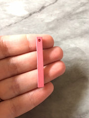 Light Pink Wood Thin 1 Hole 40mm beads, lucite rectangle pendant, earrings necklace jewelry making, blush jewelry skinny wood sticks