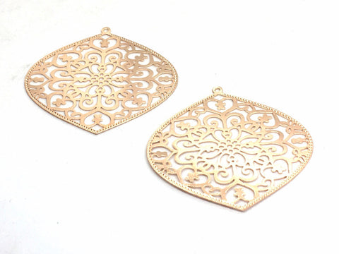 Large copper Metal pendants, pendant necklaces, tassel connector, filigree earrings, copper long necklace, gold tassel lace necklace