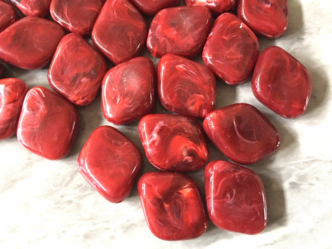 Deep Red Beads, The Wave Collection, 22mm Beads, big acrylic beads, bracelet necklace earrings, jewelry making, acrylic bangle bead