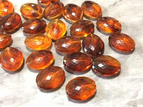 Amber round Beads faceted oval 20mm big acrylic beads, bracelet necklace earrings, jewelry making, acrylic bangle bead amber brown