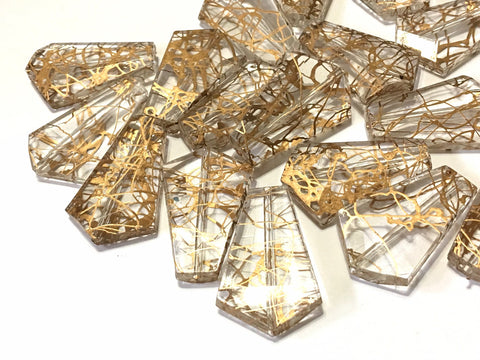 Metallic Gold & clear Acrylic Bead, 35mm bead, Bangle Necklace Earring Jewelry Making Beads, wire bangle, gold beads, gold geometric jewelry