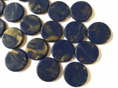 Navy Blue & Gold swirl round 31mm big acrylic beads, blue chunky craft supplies, blue wire bangle, jewelry making blue statement necklace