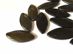 Olive Green & Black Ombre pointed oval beads 43mm beads, large acrylic oval beads, black jewelry, wire bangle jewelry torpedo beads