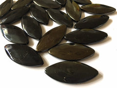 Olive Green & Black Ombre pointed oval beads 43mm beads, large acrylic oval beads, black jewelry, wire bangle jewelry torpedo beads