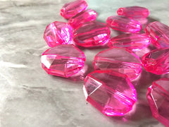 Pink Resin 25mm faceted beads, large acrylic oval beads jewery, pink bangle, wire bangle, jewelry making bubblegum beads, magenta beads