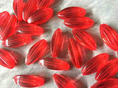 Red Diamond Twisted tube Beads, 25mm Translucent Beads for Jewelry Making, faceted resin beads, clear jewelry necklace, bright red beads