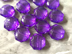 Dark Purple beads, 25mm ORCHID purple,  Faceted octagon Acrylic Beads for Bangles or Jewelry Making - Craft Supplies Necklace Chunky Bead