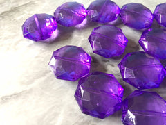 Dark Purple beads, 25mm ORCHID purple,  Faceted octagon Acrylic Beads for Bangles or Jewelry Making - Craft Supplies Necklace Chunky Bead