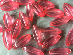 Coral Diamond Twisted tube Beads, 25mm Translucent Beads for Jewelry Making, faceted resin beads, clear jewelry necklace, coral beads