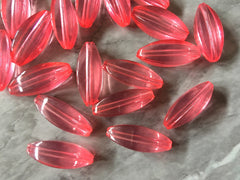 Coral Diamond Twisted tube Beads, 25mm Translucent Beads for Jewelry Making, faceted resin beads, clear jewelry necklace, coral beads