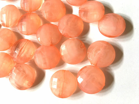 Creamy Peach 20mm Beads, geometric acrylic beads, bracelet necklace earrings, jewelry making, acrylic bangle beads, round coral pink beads