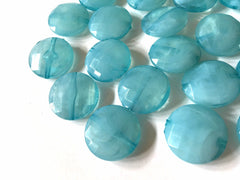 Steel Blue 20mm Beads, geometric acrylic beads, bracelet necklace earrings, jewelry making, acrylic bangle beads, round teal turquoise