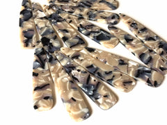 Champagne Confetti Tortoise Shell Beads, geometric shape acrylic 56mm Long Earring or Necklace pendant bead 1 one hole at top black tan